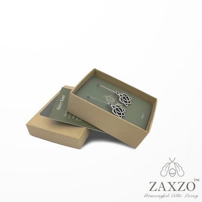 Celtic sister knot earrings in gift box with with meaning card.
