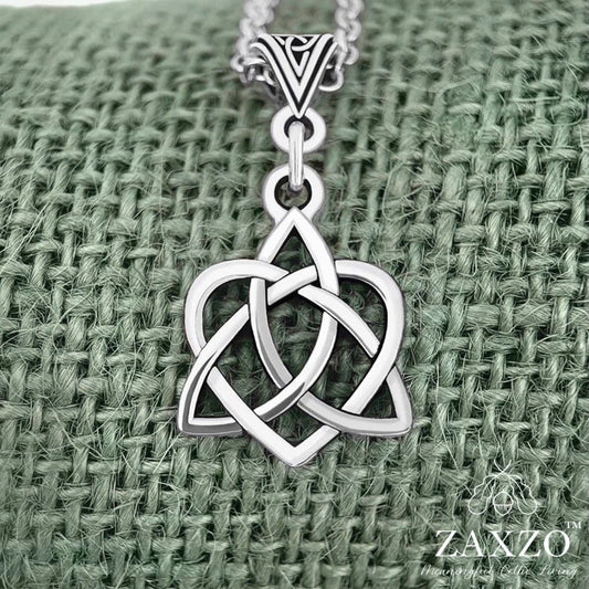 Celtic silver sister knot necklace on trinity bail.