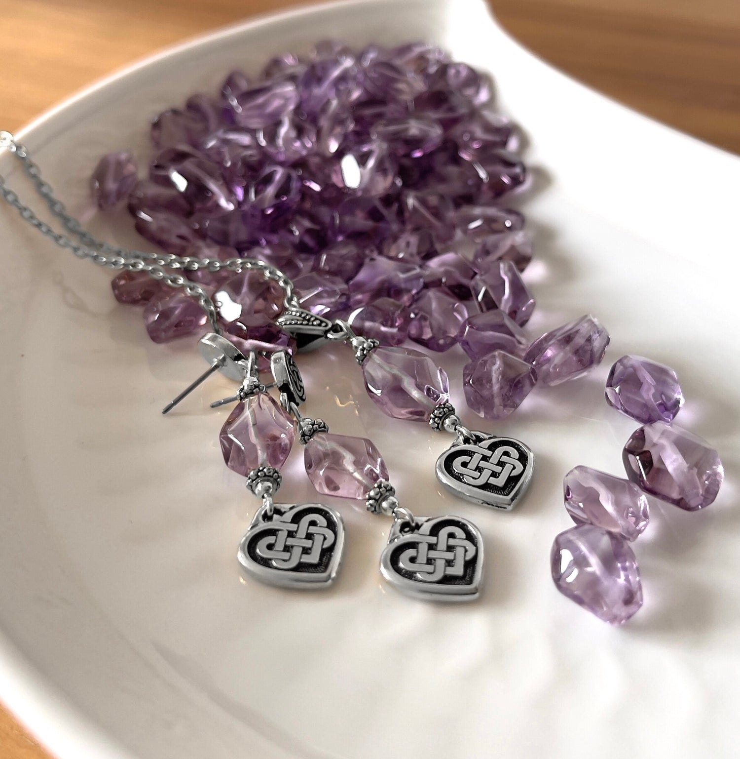 Everlasting love silver collection with premium lavender Amethyst stones.