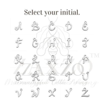  Letter options for custom jewelry. Shown in a 5 by 5 grid.