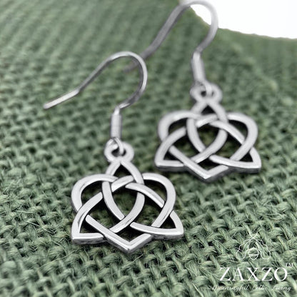 Silver Celtic sister knot earrings on sterling French ear wire