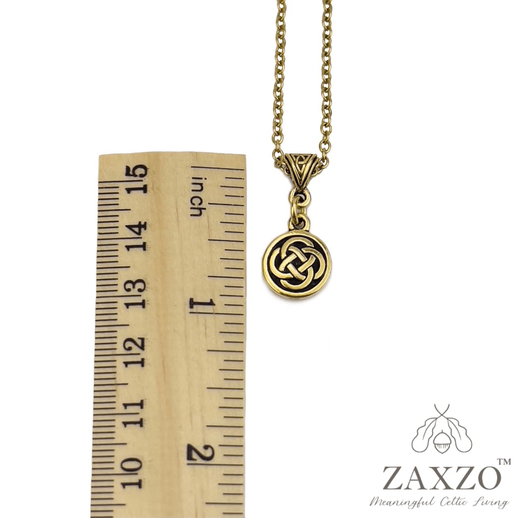 Small Celtic gold Dara knot necklace on trinity bail