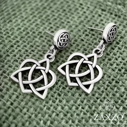 Silver Celtic sister knot earrings platinum post ear pin