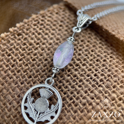 Scottish Thistle Silver Charm Necklace