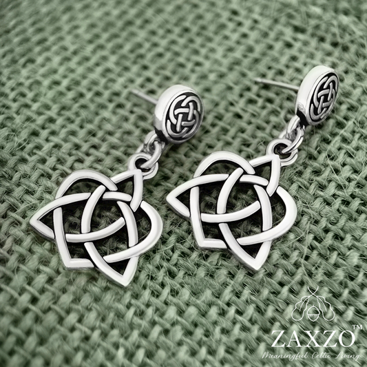 Silver Celtic sister knot earrings on platinum post 