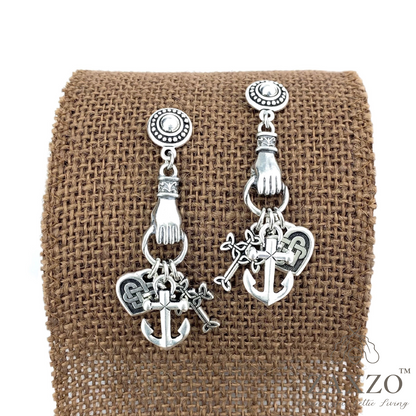 Silver Faith, hope an charity post earrings